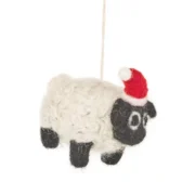Felted Wool Hanging Ornament Christmas Hat Sheep