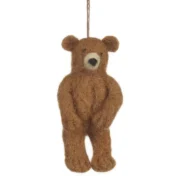 Felted Wool Hanging Ornament Grizzly Bear