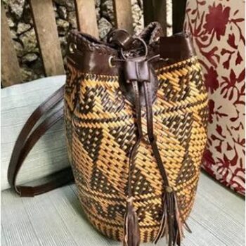 Woven Convertible Sling Shoulder Bag Brown