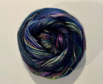 Merino Wool, Mulberry Silk & Sari Silk Roving 100g - Aurora Borealis