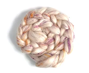 Polwarth Wool & Nepps Roving 100g - Rhubarb Crumble