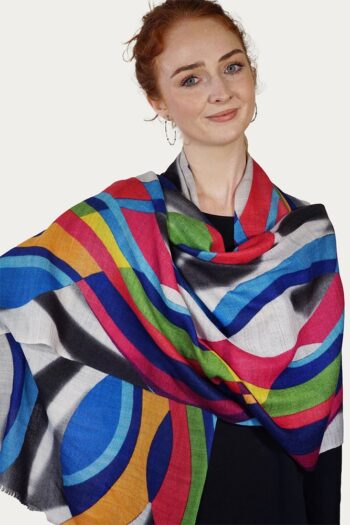 Tradition Textiles Merino Wool Reflected Swirls Scarf