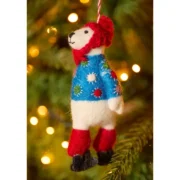 Embroidered Wool Skating Bear Hanging Decoration