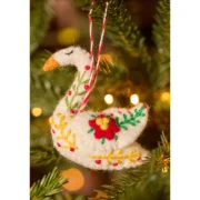 Embroidered Wool Swan Hanging Decoration