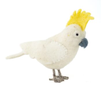 Handmade Felted Wool Sulphur-Crested Cockatoo