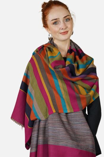 Tradition Textiles Merino Wool Woven Strips Scarf