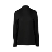 Vassalli Merino Wool Polo Neck Top Black