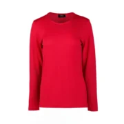 Vassalli Merino Wool Crew Neck Top Scarlet