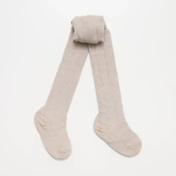 Lamington Merino Wool Cable Baby & Child Tights - Oatmeal