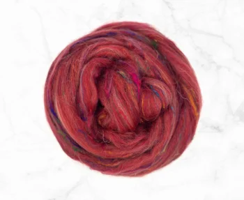 Recycled Wool & Sari Silk Roving 100g - Rekindled