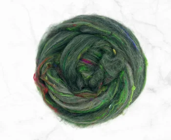 Recycled Wool & Sari Silk Roving 100g - Vintage