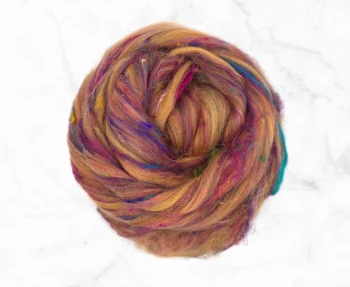 Recycled Wool & Sari Silk Roving 100g - Retro