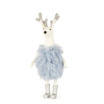 Wool Snowy Blue Reindeer In Gumboots