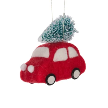 Red Wool Car With Tree