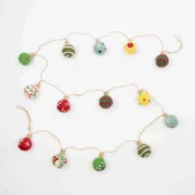 Christmas Décor Wool Garland - Embroidered Christmas Baubles
