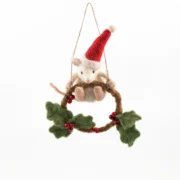 Felt Hanging Wreath With Mouse