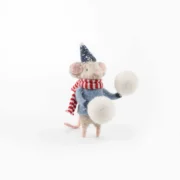 Felt Mouse Holding Snow Balls