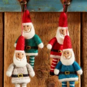 Hanging Wool Felt Santa with Stripey Legs