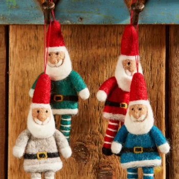 Hanging Wool Felt Santa with Stripey Legs