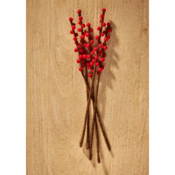 Red Felt Berry Stems