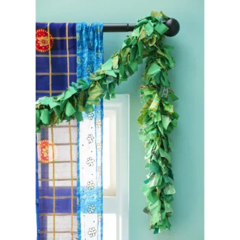 Recycled Sari Eco Tinsel Garland - Green