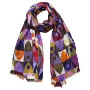 Merino Wool & Silk Scarf - Geometrical Print