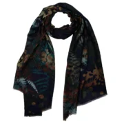 Merino Wool & Silk Scarf - Forest Print
