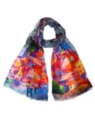 Merino Wool & Silk Scarf - Mediterranean Village