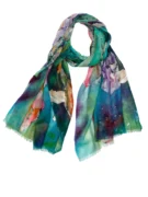 Merino Wool & Silk Scarf - Watercolour Iris