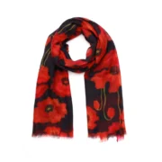 Merino Wool & Silk Scarf - Poppy Bloom
