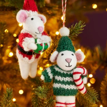 Felt Wool Santa Elf Mouse Decoration