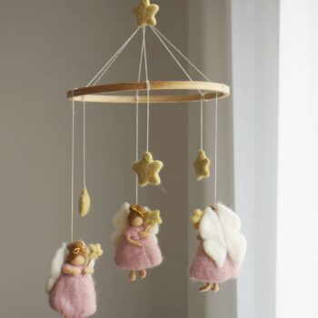 Felted Wool Nursery Mobile Fairies - Pink