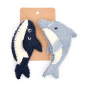 Felt Whale and Dolphin Finger Puppet Set