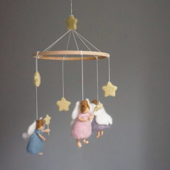 Felted Wool Nursery Mobile Fairies - Pastels