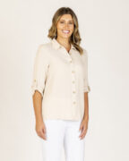 Coastline 3/4 Tab Sleeve Cotton Shirt