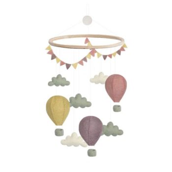 Felted Wool Hot Air Balloons Nursery Mobile - Pastel