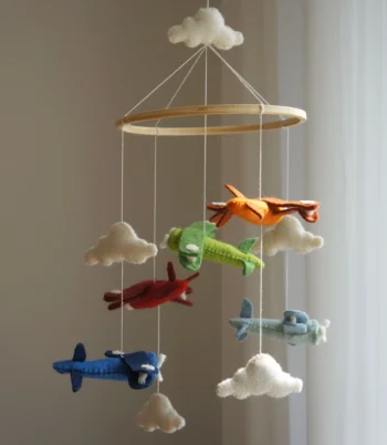 Felted Wool Nursery Mobile - Airplane