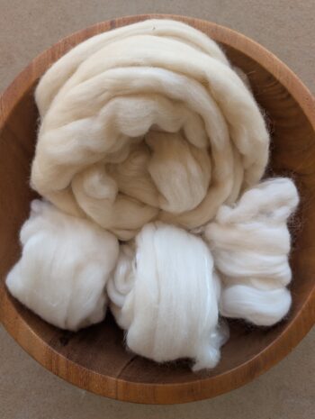 Extra Fine Merino, Merino Mulberry Silk, Angora Wool Roving Mixed Pack - 107g