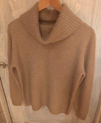 Maglia Fine Merino Wool Roll Neck Tunic - Camel