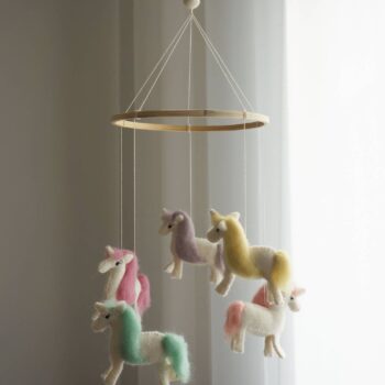 Felted Wool Nursery Mobile - Unicorns