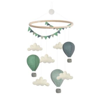 Felted Wool Hot Air Balloons Nursery Mobile - Mint
