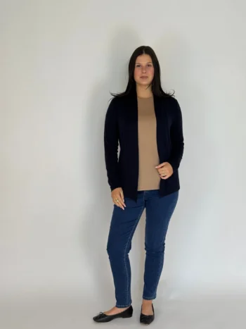 Ebony Merino Wool Edge To Edge Cardigan French Navy
