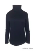 Ebony High Neck Merino Wool Top French Navy