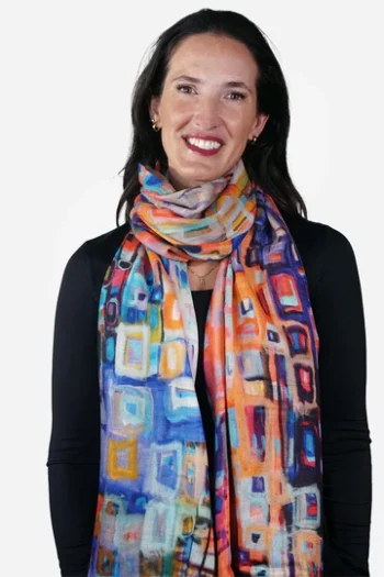 Tradition Textiles Merino Wool Painted Rectangles Scarf