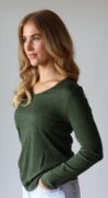 Stone V Neck Merino Wool Long Sleeve Top
