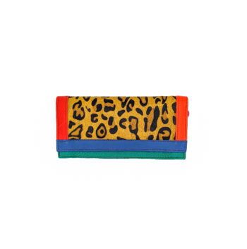 Soruka Island Leather Wallet - Orange & Leopard
