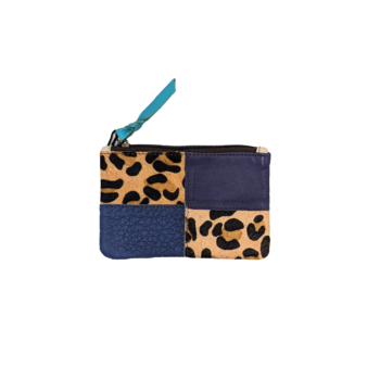 Soruka Zahra Leather Pouch - Leopard & Purple