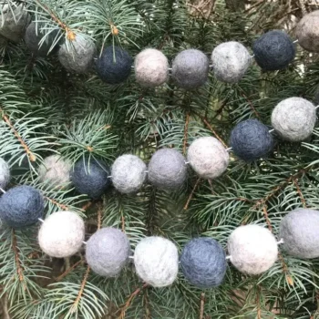 Grey Felt Wool Ball Garland