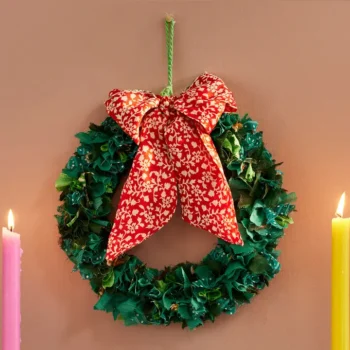 Recycled Sari Green Wreath - Small