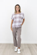 Maglia Linen Lauren Check Frill Top
